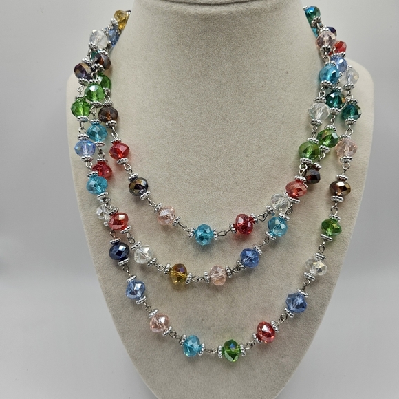 Premier Designs Jewelry - VINTAGE Premier Designs Jubilee Multicolor Faceted Bead 58" Strand Necklace